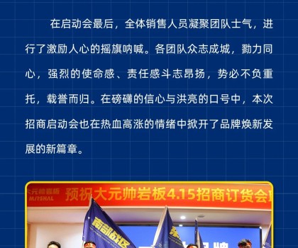 做大元帥，賺確定錢丨大元帥巖板招商啟動會成功召開